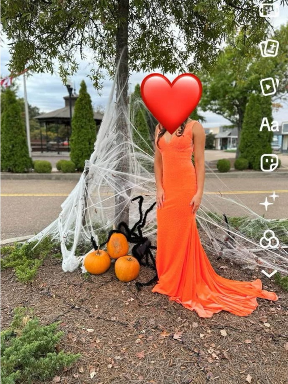 Johnathan Kayne Bright Orange Fitted Mermaid Evening Gown
